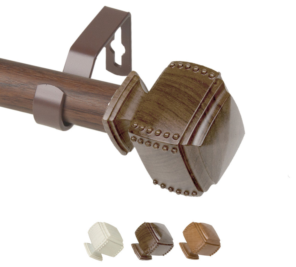 Cordell 1" Diameter Curtain Rod, Dark Walnut, 66-120"