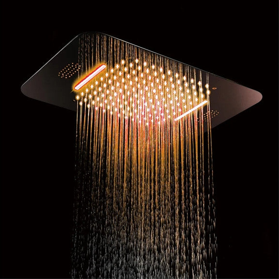 LED 20*14" Digital Remote Controlled Rainfall Shower System, 6 Body Jets, Chrome