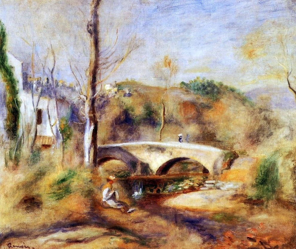 Pierre Auguste Renoir Landscape With Bridge, 20"x25" Wall Decal