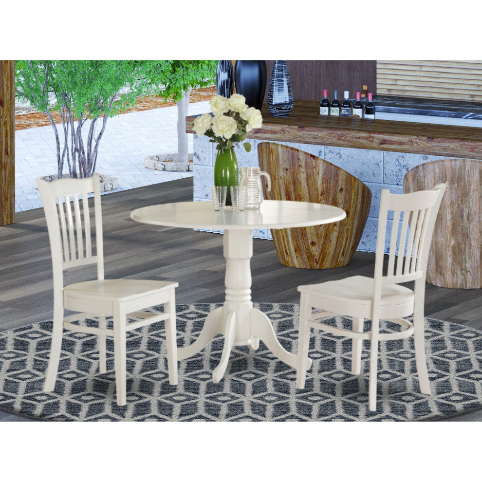 3 Pc Small Kitchen Table Set -Kitchen Table And 2 Kitchen Chairs, Linen White