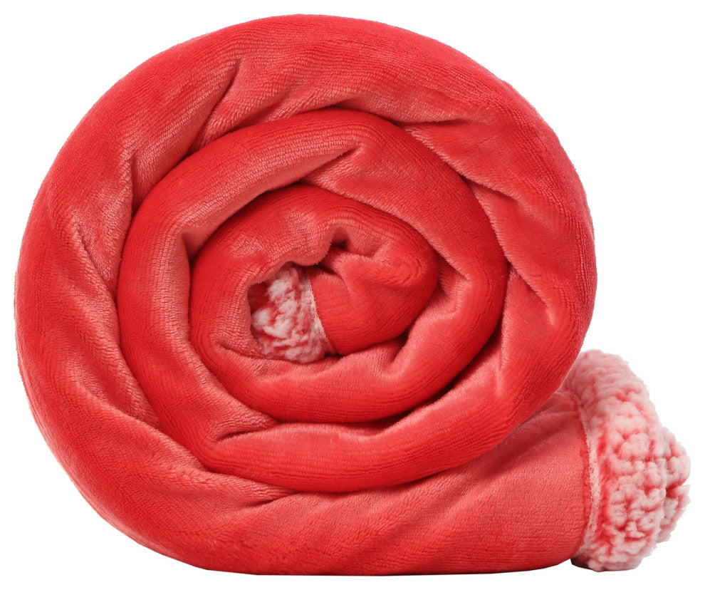 Amarey Flannel Reversible Sherpa Throw, Fuchsia