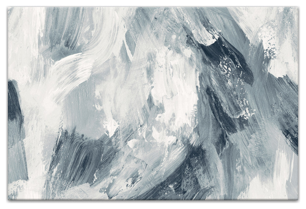 Navy Brushstroke Abstract 24x16 Canvas Wall Art