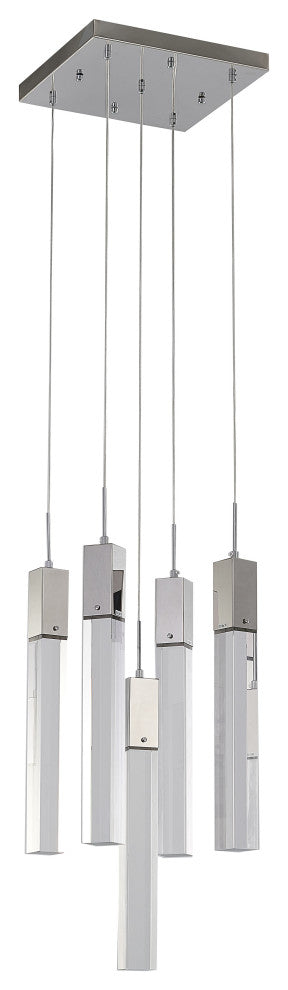 Crystal Cascade Multi-Light Pendant, Chrome