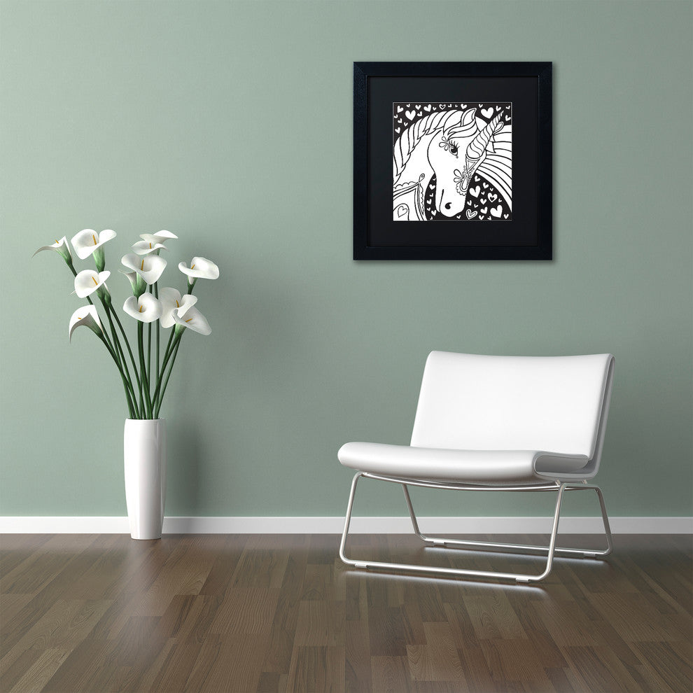 Hello Angel ''Sweet Unicorn'' Art, Black Frame, Black Mat, 16x16
