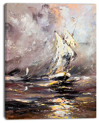 "Vessel in Stormy Sea" Canvas Print