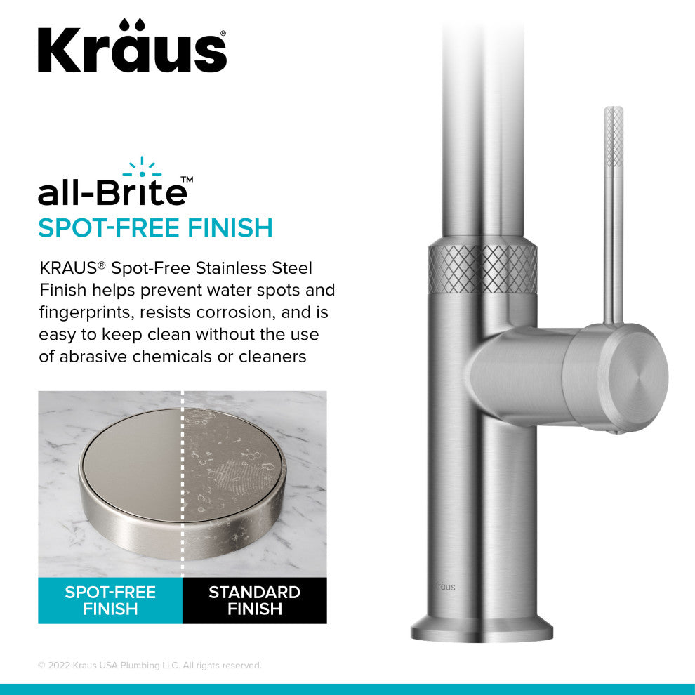 Oletto Pull-Down 1-Hole Kitchen Faucet, Spot Free Stainless Steel
