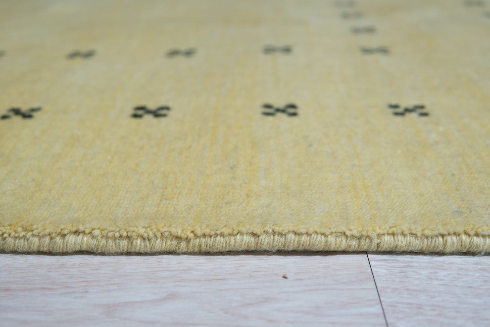 Handmade Wool Yellow Transitional Solid Lori Baft Rug, 8' X 10'