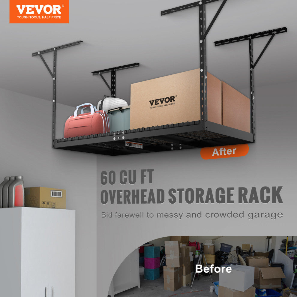 Pvc Overhead Rack VEVOR Overhead Adjustable Garage Storage Rack 36x72in Ceiling Rack 550