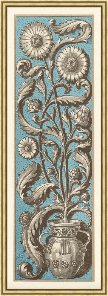 Blue Floral Motif 1, Giclee Reproduction Artwork