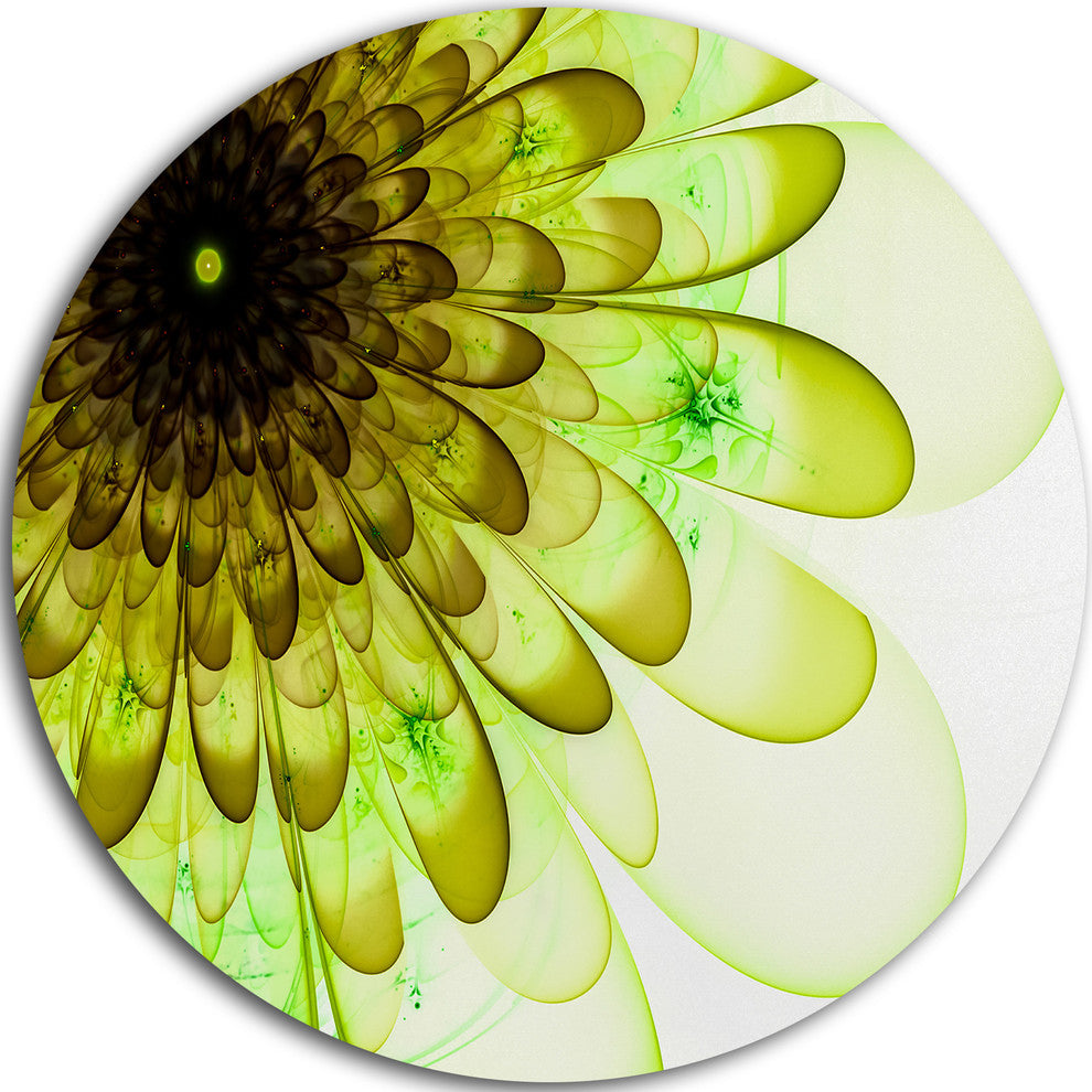 Light Green Digital Flower Petal Close-Up, Floral Round Wall Art, 23"