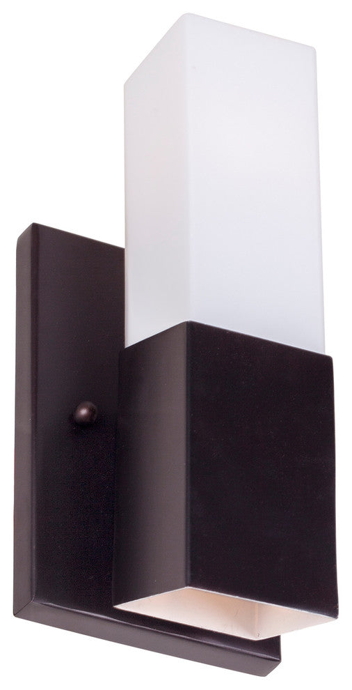 2 Light Wall Bracket, Antique Bronze, Square Satin Opal Glass