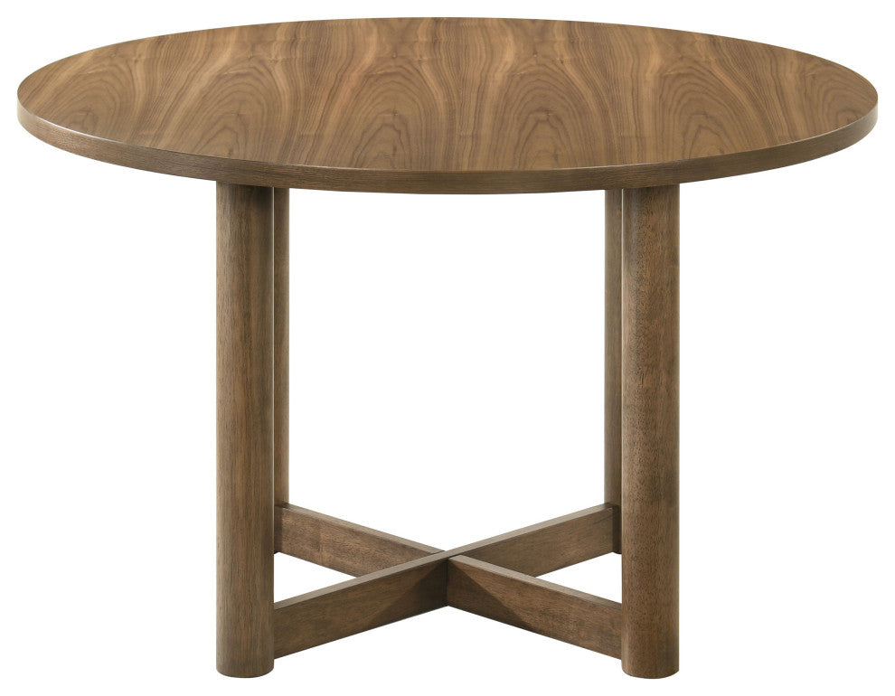 Crestmore 5-piece 46" Round Wood Dining Table Set Walnut
