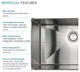 Transolid 29"x18" Rimless Single Bowl Kitchen Sink, Stainless
