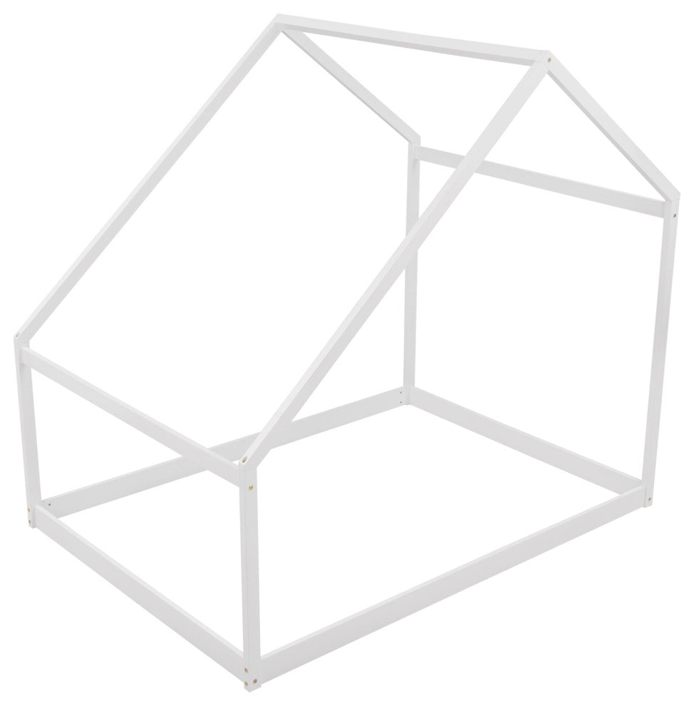 Gewnee Wood Full Size Kids House Bed in White