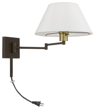 1 Light Bronze With Antique Brass Accent Swing Arm Wall Lamp