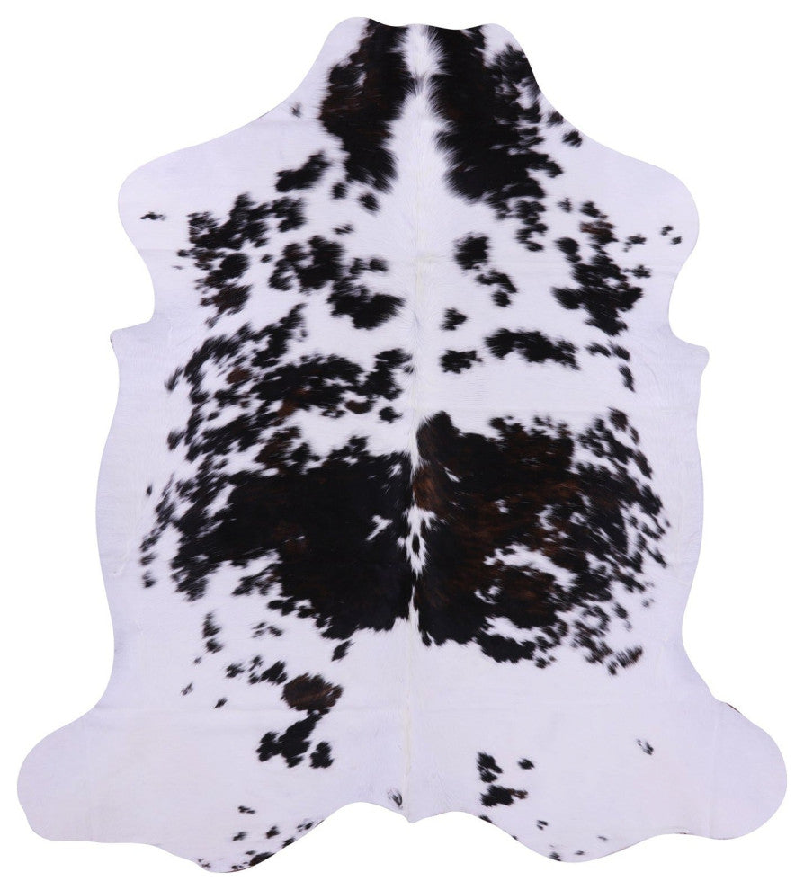 6' 10" X 6' 6" Black and White Natural Cowhide Rug C2285