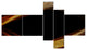 Red Golden Shapes in Black, Abstract Canvas art print, 60"x32", 5 panels