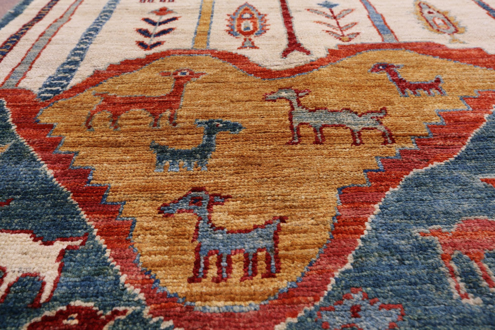 Persian Gabbeh Tribal Hand-Knotted Rug 5' 9" X 7' 11" Q5654