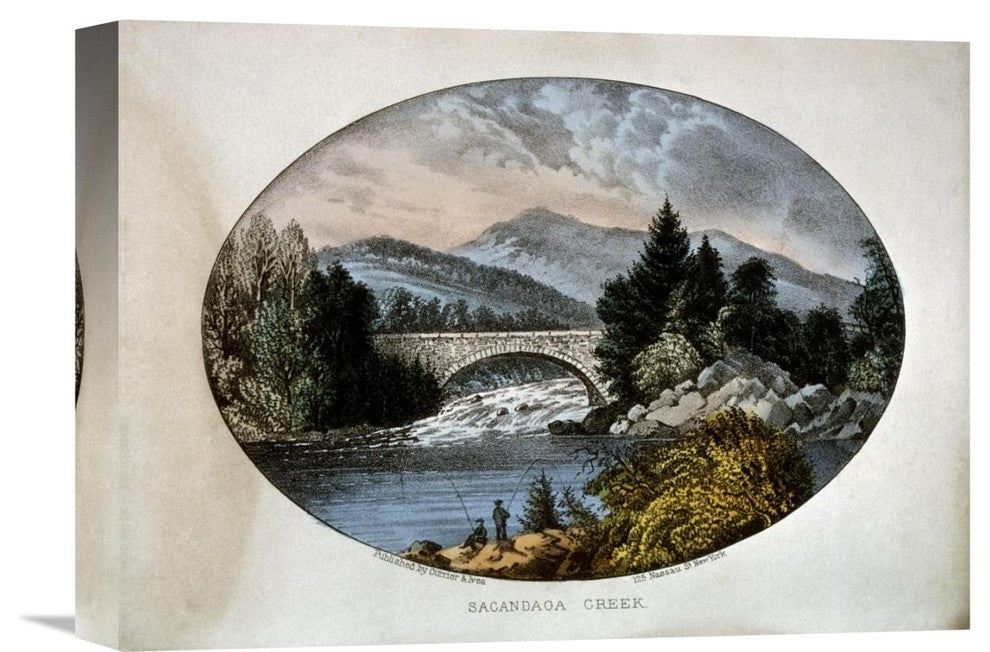 "Sacandaga Creek" Stretched Canvas Giclee by Currier and Ives, 16"x12"