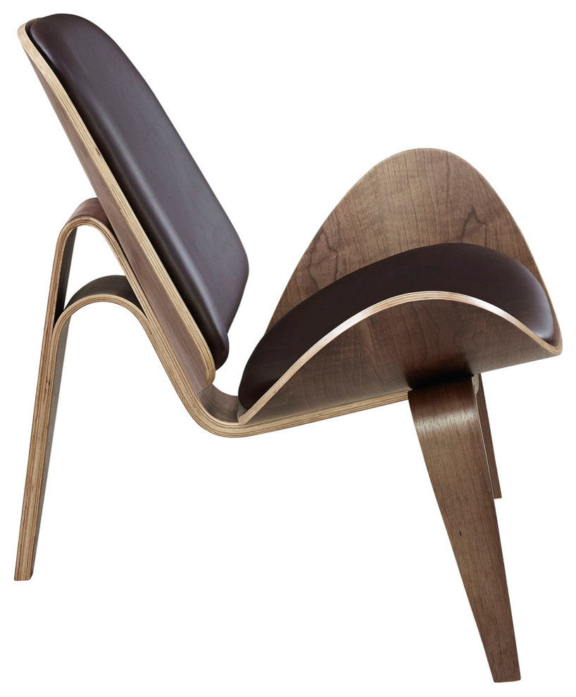 Modern Contemporary Living Room Lounge Chair Walnut Brown