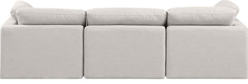 Indulge Upholstered Modular Sofa, Cream, 3-Piece: 1 Armless Chair, 2 Corner Chair, Down Stuffed Linen Textured Fabric