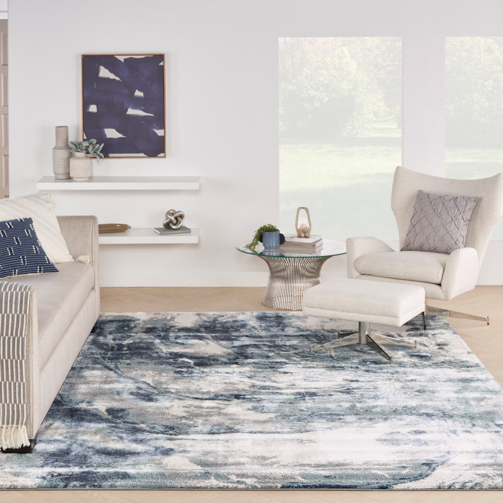 Nourison American Manor 9' x 12' Blue/Ivory Abstract Indoor Rug