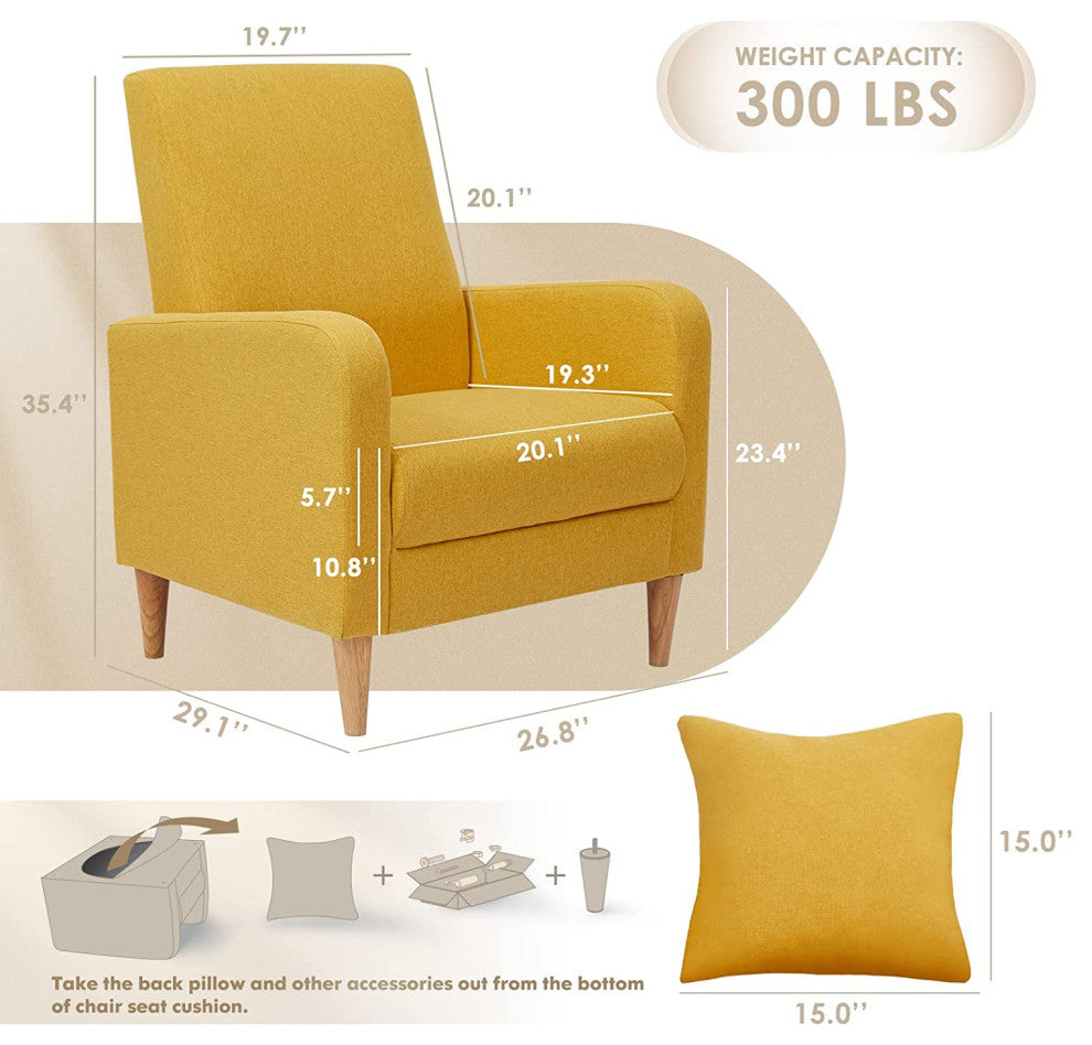 Modern Upholstered Accent Armchair with Pillow