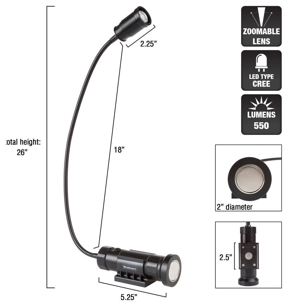Stalwart Magnetic Worklight 550 Lumen Flexible Gooseneck