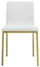 Set of 2 Minimalist White Faux Faux Leather and Gold Chairs