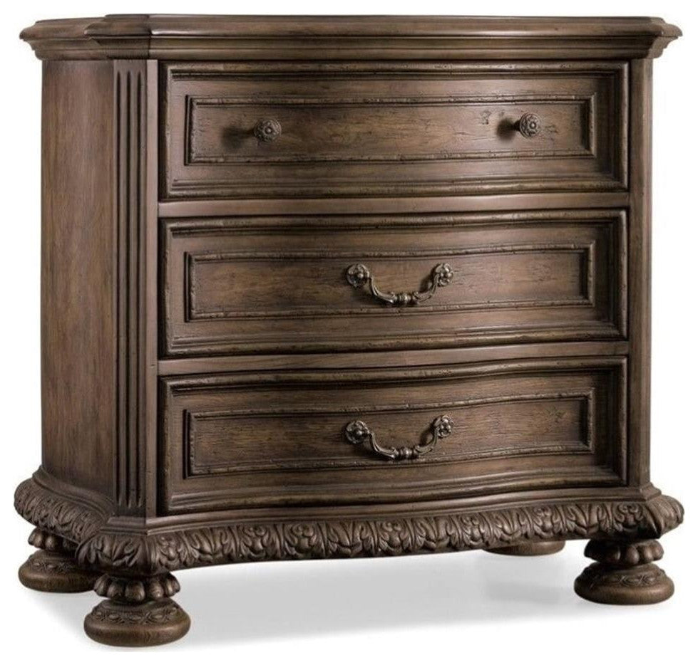 Beaumont Lane 3-Drawer Nightstand in Rustic Walnut