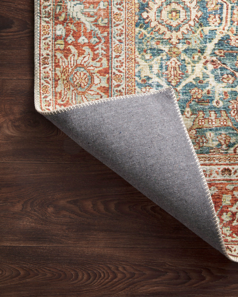 Ocean, Rust Printed Polyester Layla Area Rug by Loloi II, 2'-0"x5'-0"