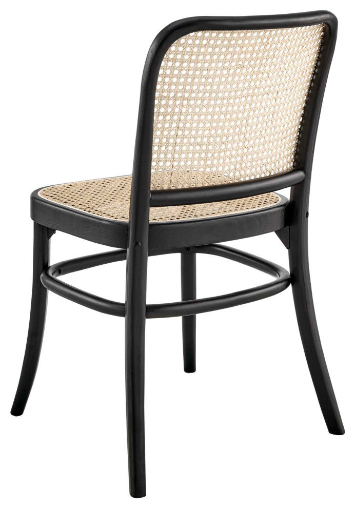 Side Dining Chair, Black, Wood, Modern, Kitchen Bistro Restaurant Hospitality