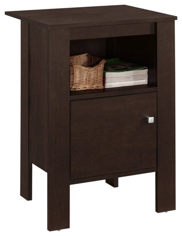 Accent Table, Cappuccino Night Stand With Storage