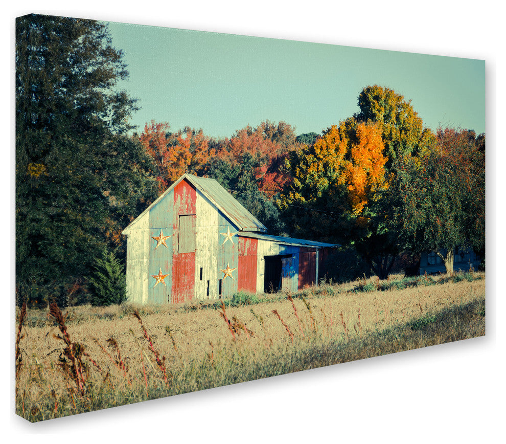 PIPA Fine Art 'Patriotic Barn in Field' Canvas Art, 24x16
