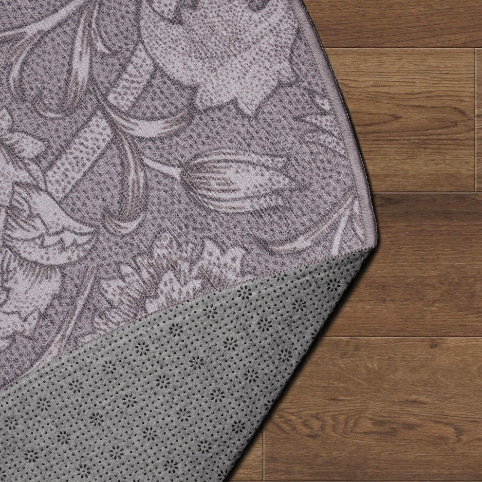 My Magic Carpet Washable Rug Kalini Floral Woodland Brown, 6' X 6'