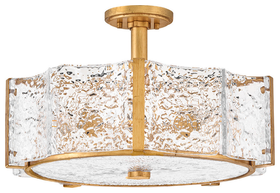 Fredrick Ramond Florian Medium Semi-Flush Mount, Distressed Brass