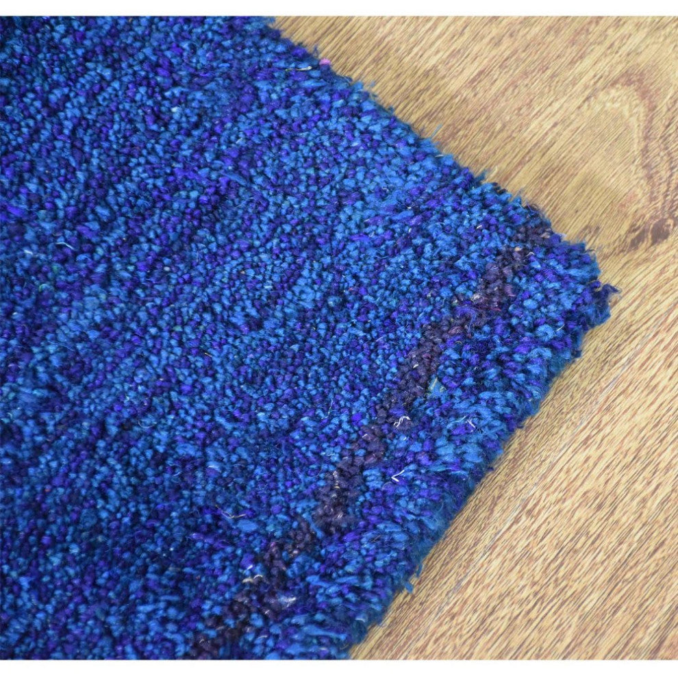 HAND KNOTTED LOOM SILK ECO-FRIENDLY AREA RUGS -6'x9',Rectangle,Blue,Contemporary
