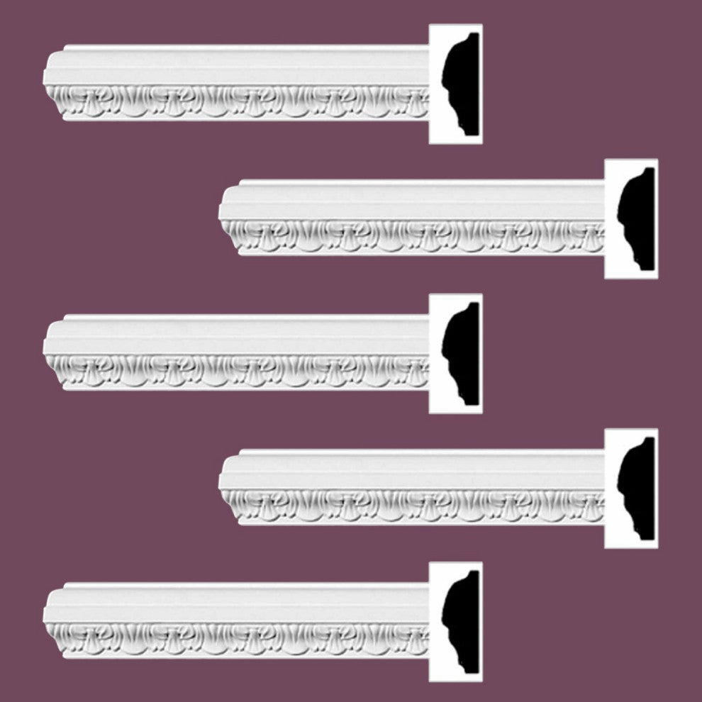 Ornate Cornice White Urethane Design 5 Pieces Totaling 470" Length