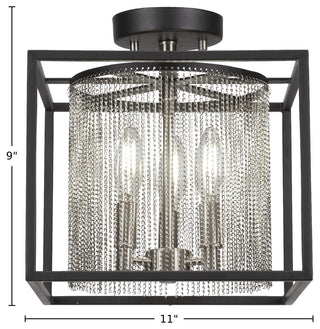 Cadina 3-Light Semi-Flush Mount, Matte Black & Brushed Nickel Finish