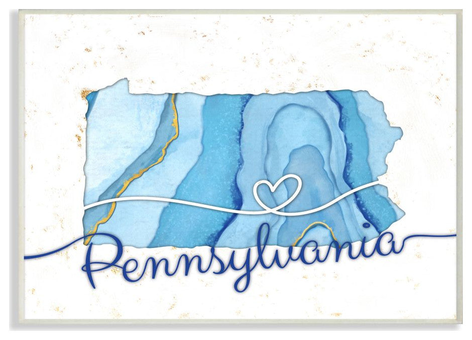 Stupell Industries Pennsylvania Agate Blue US State Design, 13 x 19
