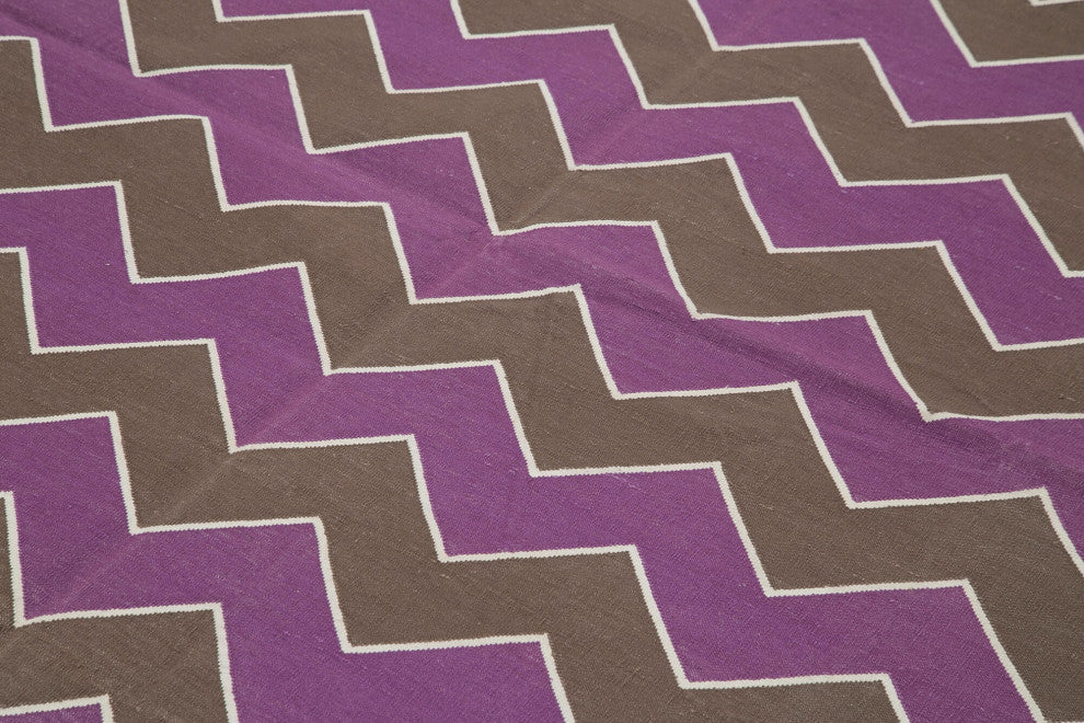 Rug N Carpet - Handmade Wool 6' 2'' x 8' 11'' Geometric Dhurrie Kilim Rug