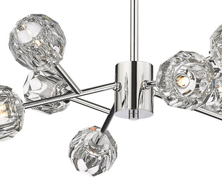 8-Light Chrome Iron Chandelier With Crystal Shades