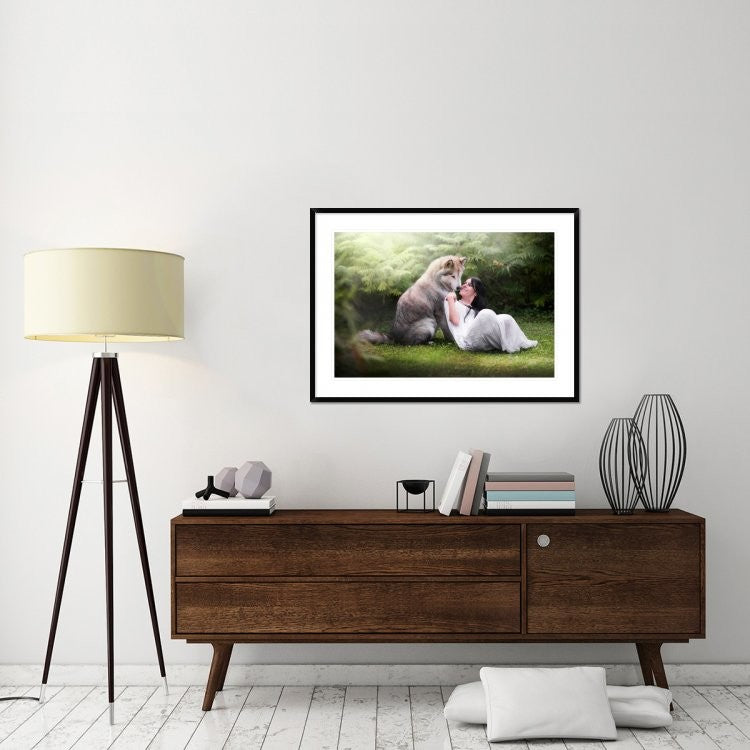 "Saved by the wolf" Framed Digital Print by Ghizzi Panizza Alberto, 44x32"