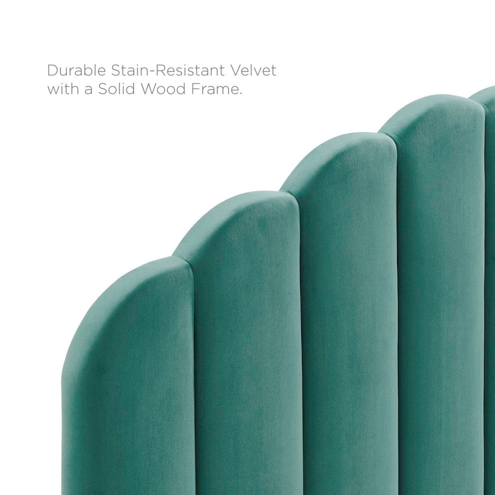 Headboard, King Size, Velvet, Teal Blue, Modern Contemporary, Bedroom Master