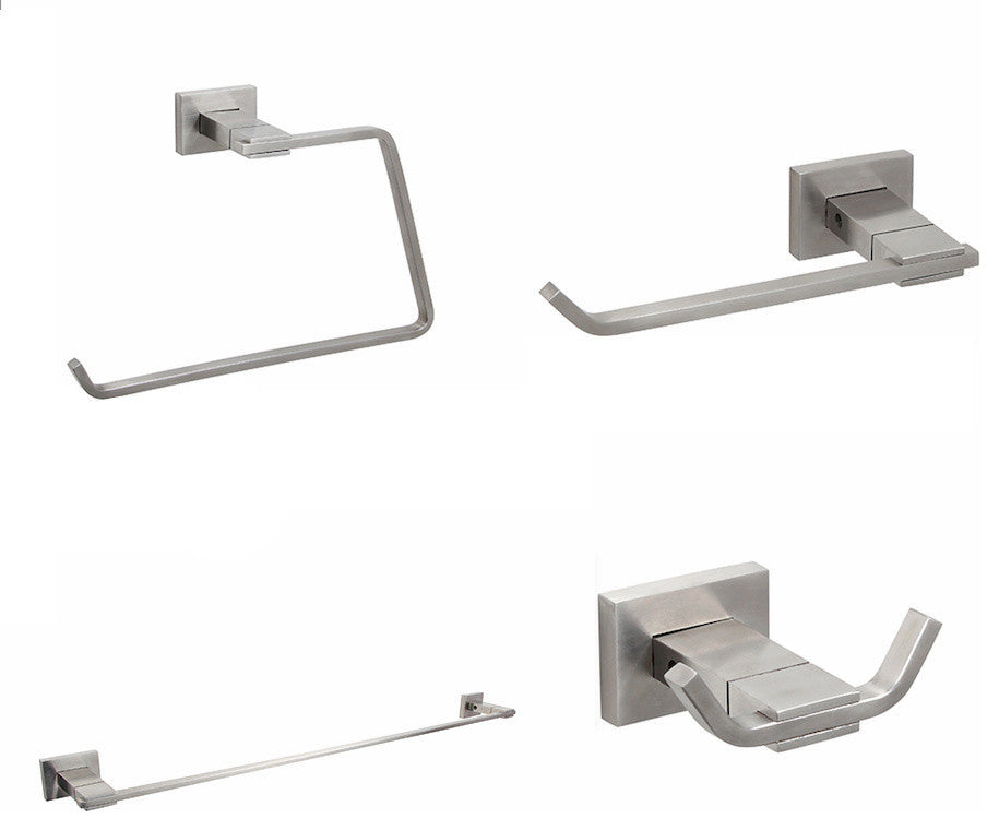 Boann Avalon Series 4-Piece Bathroom Accessory Set, Brushed Nickel