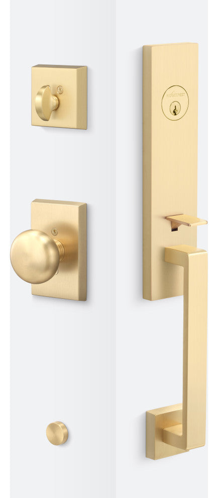 Turin Handleset, Satin Brass, Oakley Interior Trim