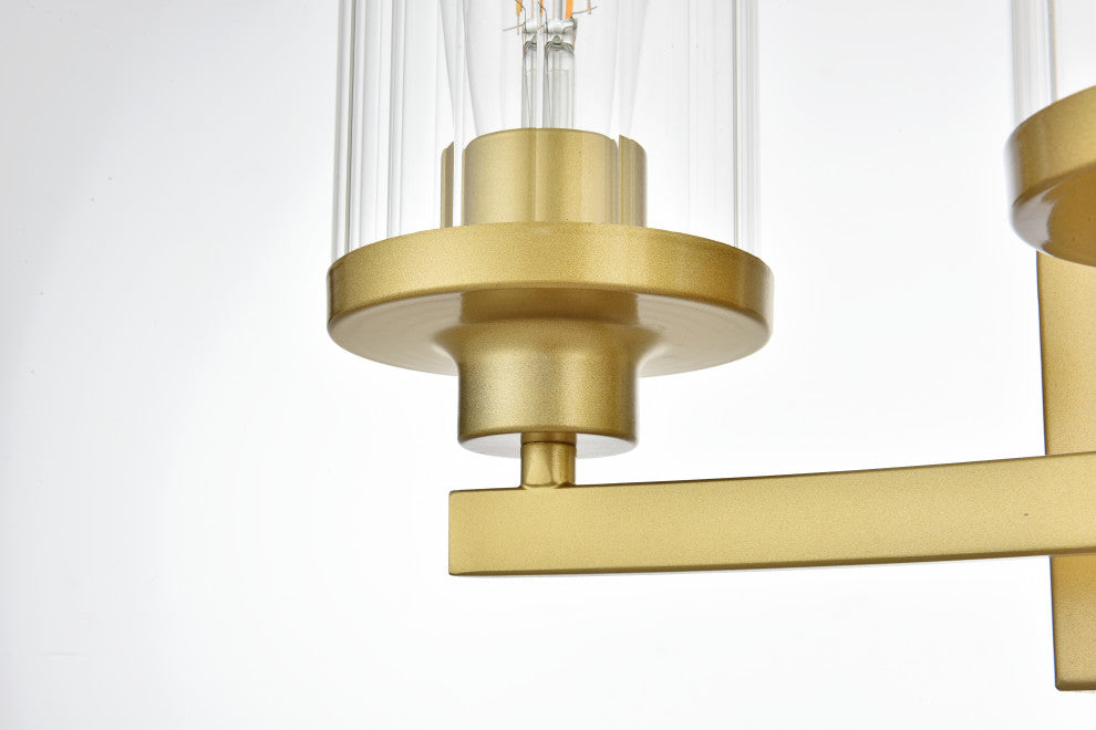 4 Light Brass And Clear Bath Sconce
