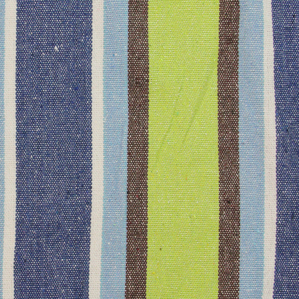 55"x78" Lime Green and Royal Blue Stripe Poly Cotton Hammock With Wooden Bars