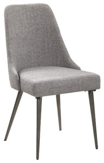 Levitt gray Upholstered Dining Side Chair with Gunmetal Finish Legs, Set of 2