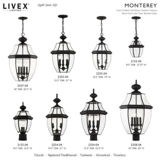 Monterey Multi Head Black Outdoor Post Light with Clear Beveled Glass